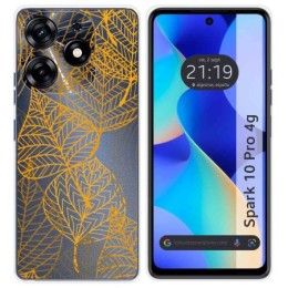 Funda Silicona Transparente para TECNO SPARK 10 Pro diseño Hojas Dibujos