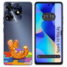 Funda Silicona Transparente para TECNO SPARK 10 Pro diseño Leopardo Dibujos