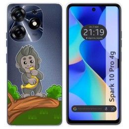 Funda Silicona Transparente para TECNO SPARK 10 Pro diseño Mono Dibujos