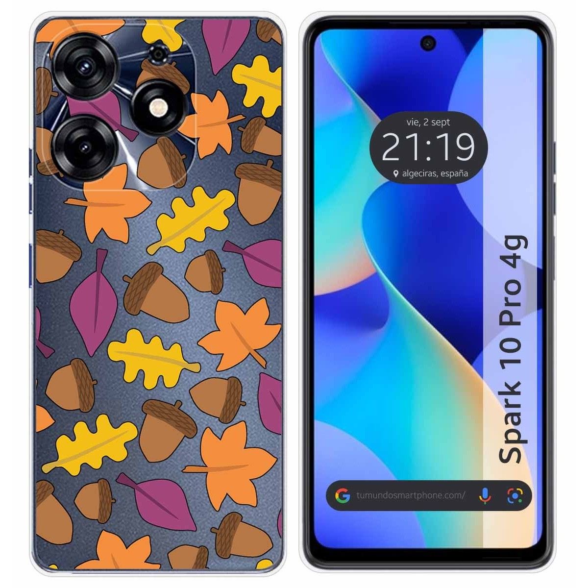 Funda Silicona Transparente para TECNO SPARK 10 Pro diseño Otoño Dibujos