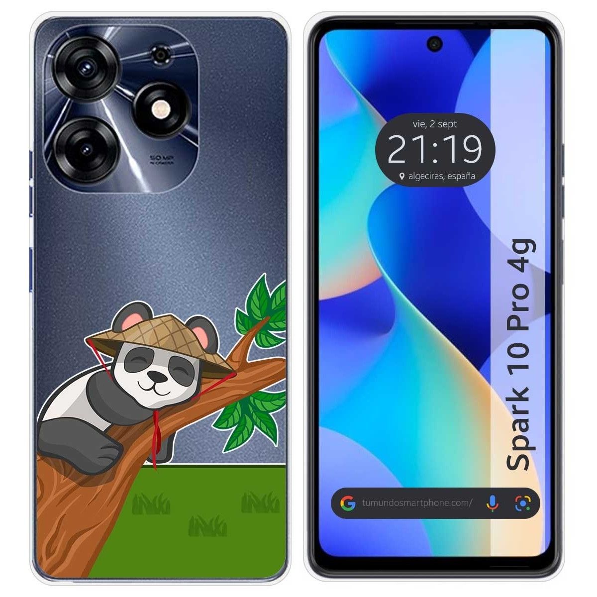 Funda Silicona Transparente para TECNO SPARK 10 Pro diseño Panda Dibujos