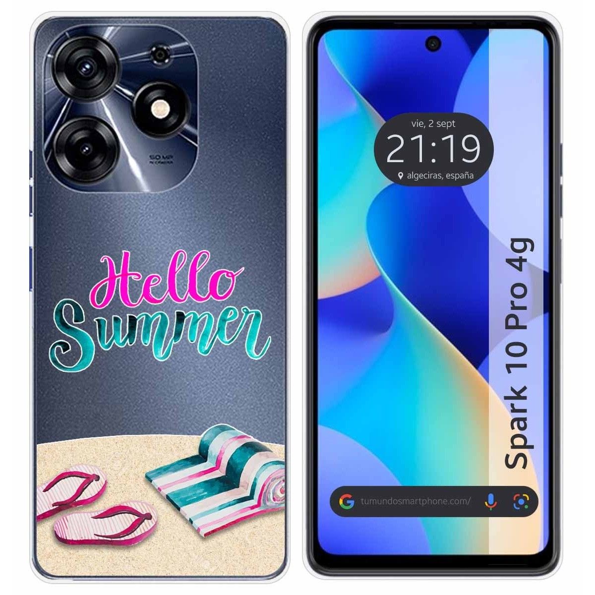 Funda Silicona Transparente para TECNO SPARK 10 Pro diseño Summer Dibujos