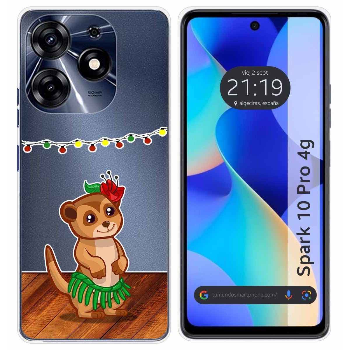 Funda Silicona Transparente para TECNO SPARK 10 Pro diseño Suricata Dibujos