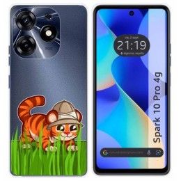 Funda Silicona Transparente para TECNO SPARK 10 Pro diseño Tigre Dibujos