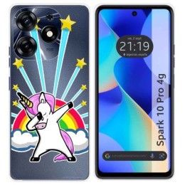 Funda Silicona Transparente para TECNO SPARK 10 Pro diseño Unicornio Dibujos