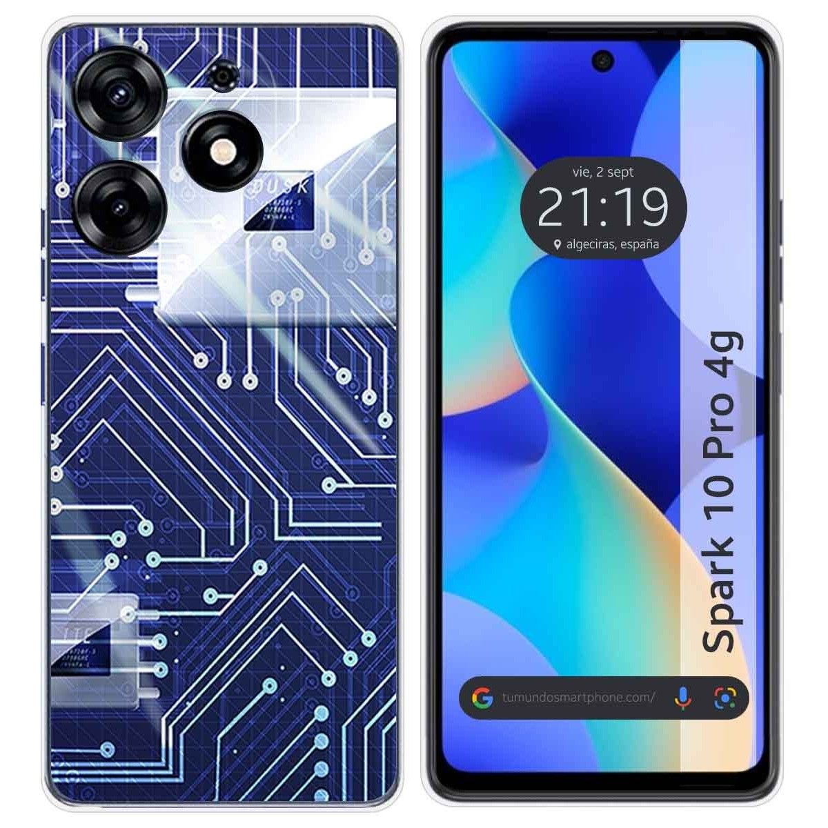 Funda Silicona para TECNO SPARK 10 Pro diseño Circuito Dibujos