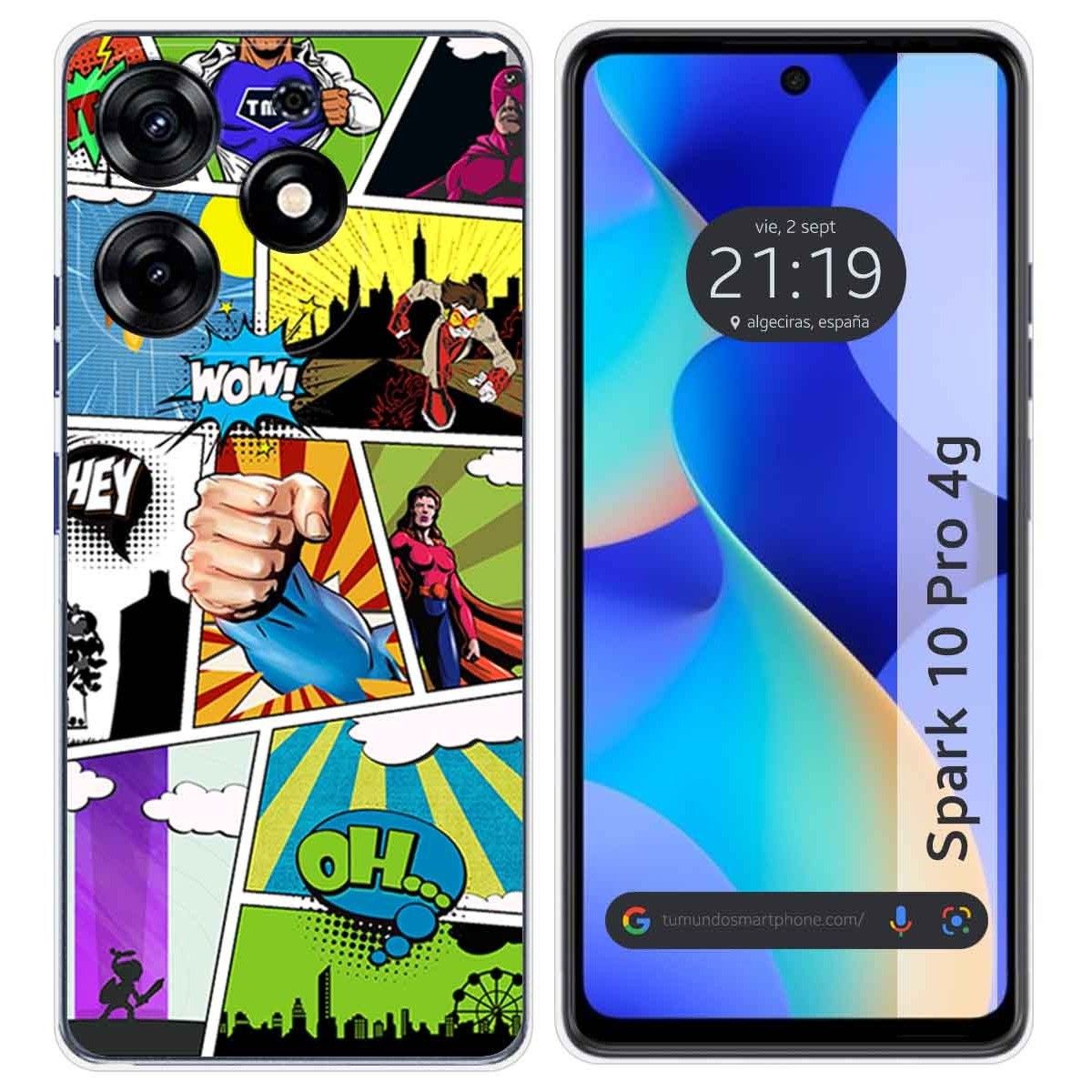 Funda Silicona para TECNO SPARK 10 Pro diseño Comic Dibujos