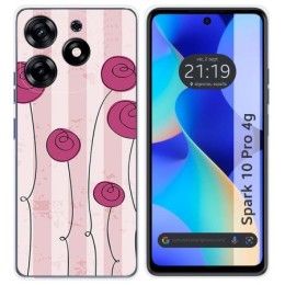 Funda Silicona para TECNO SPARK 10 Pro diseño Flores Vintage Dibujos