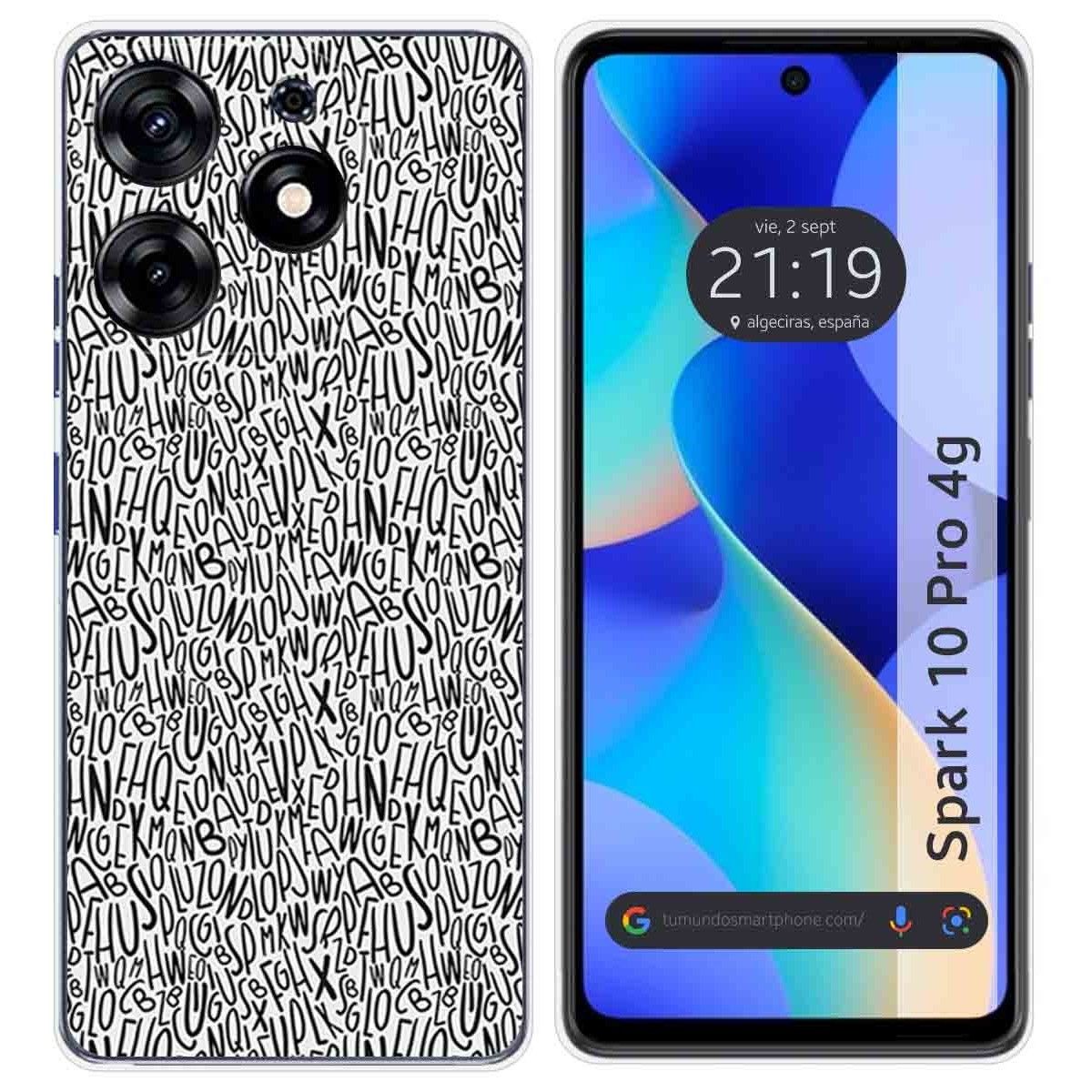 Funda Silicona para TECNO SPARK 10 Pro diseño Letras Dibujos