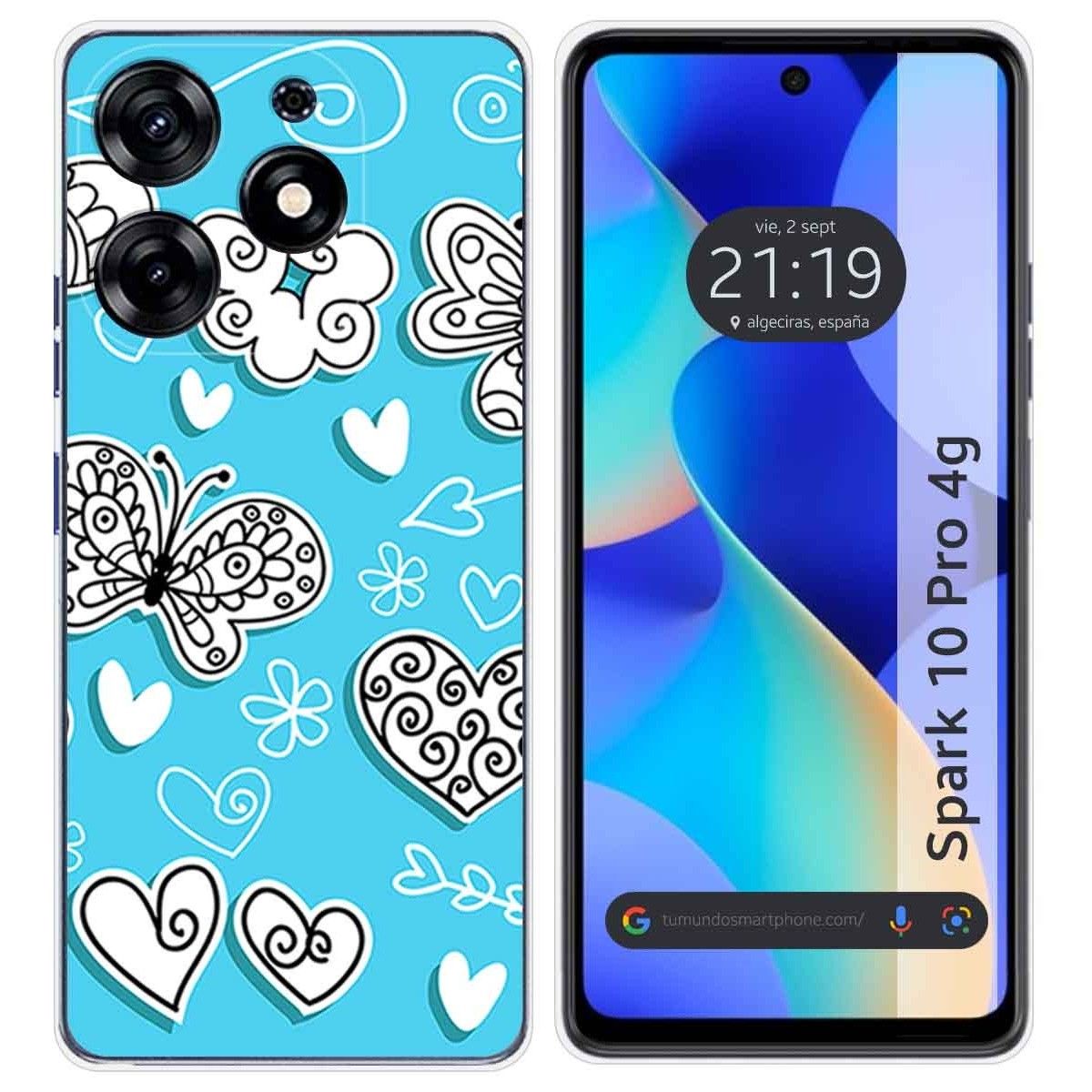 Funda Silicona para TECNO SPARK 10 Pro diseño Mariposas Dibujos