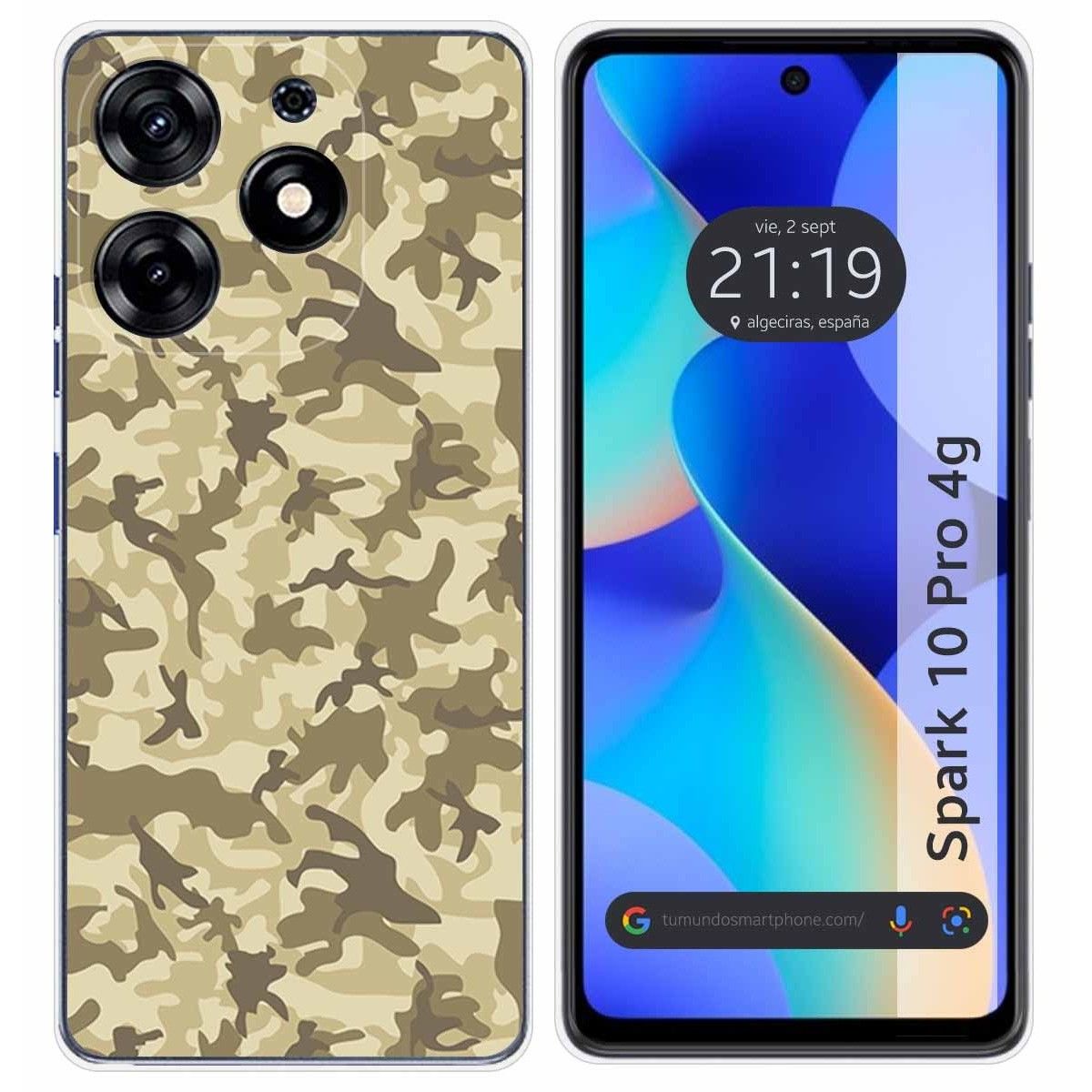 Funda Silicona para TECNO SPARK 10 Pro diseño Sand Camuflaje Dibujos