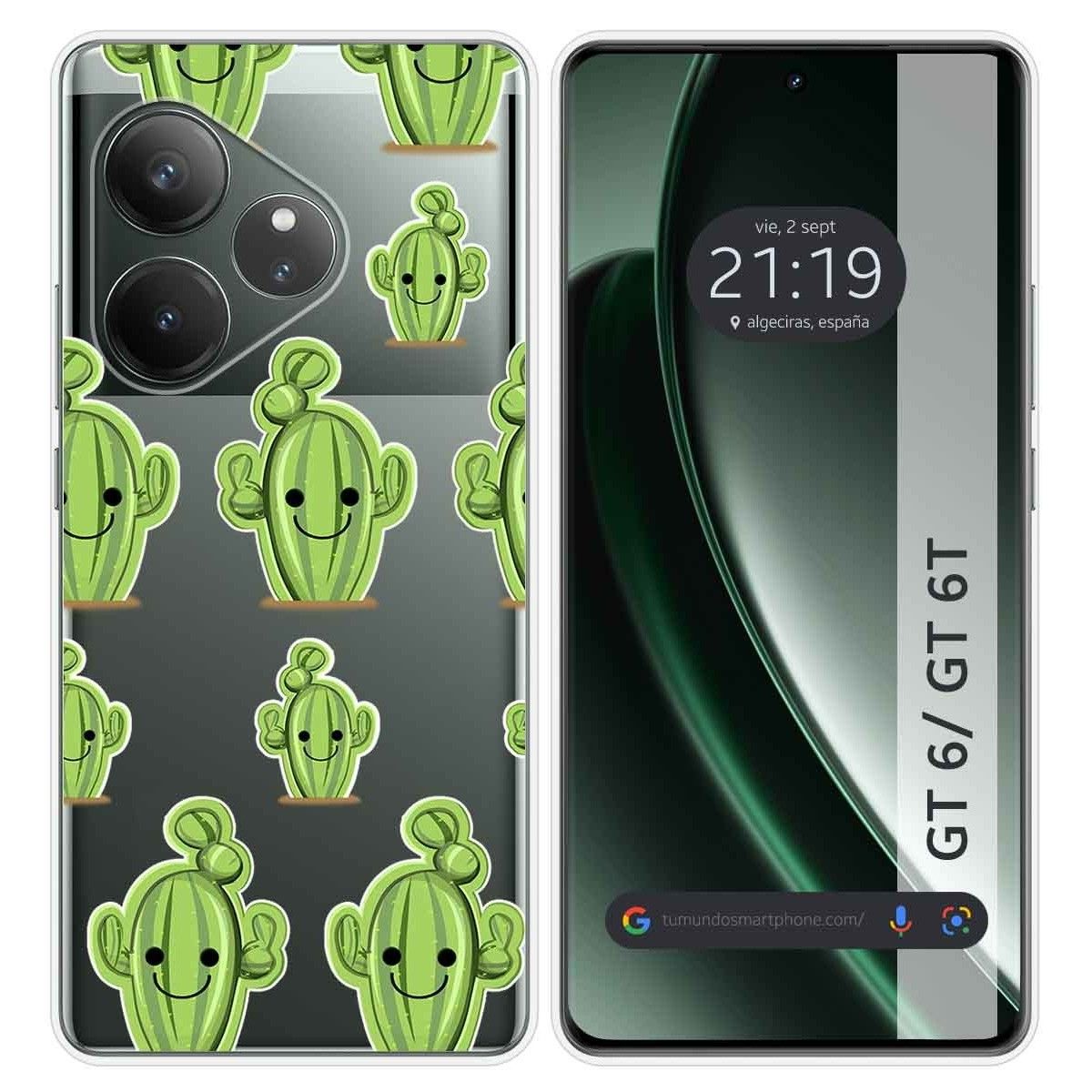 Funda Silicona Transparente para Realme GT 6 / GT 6T 5G diseño Cactus Dibujos