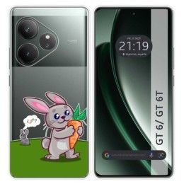 Funda Silicona Transparente para Realme GT 6 / GT 6T 5G diseño Conejo Dibujos