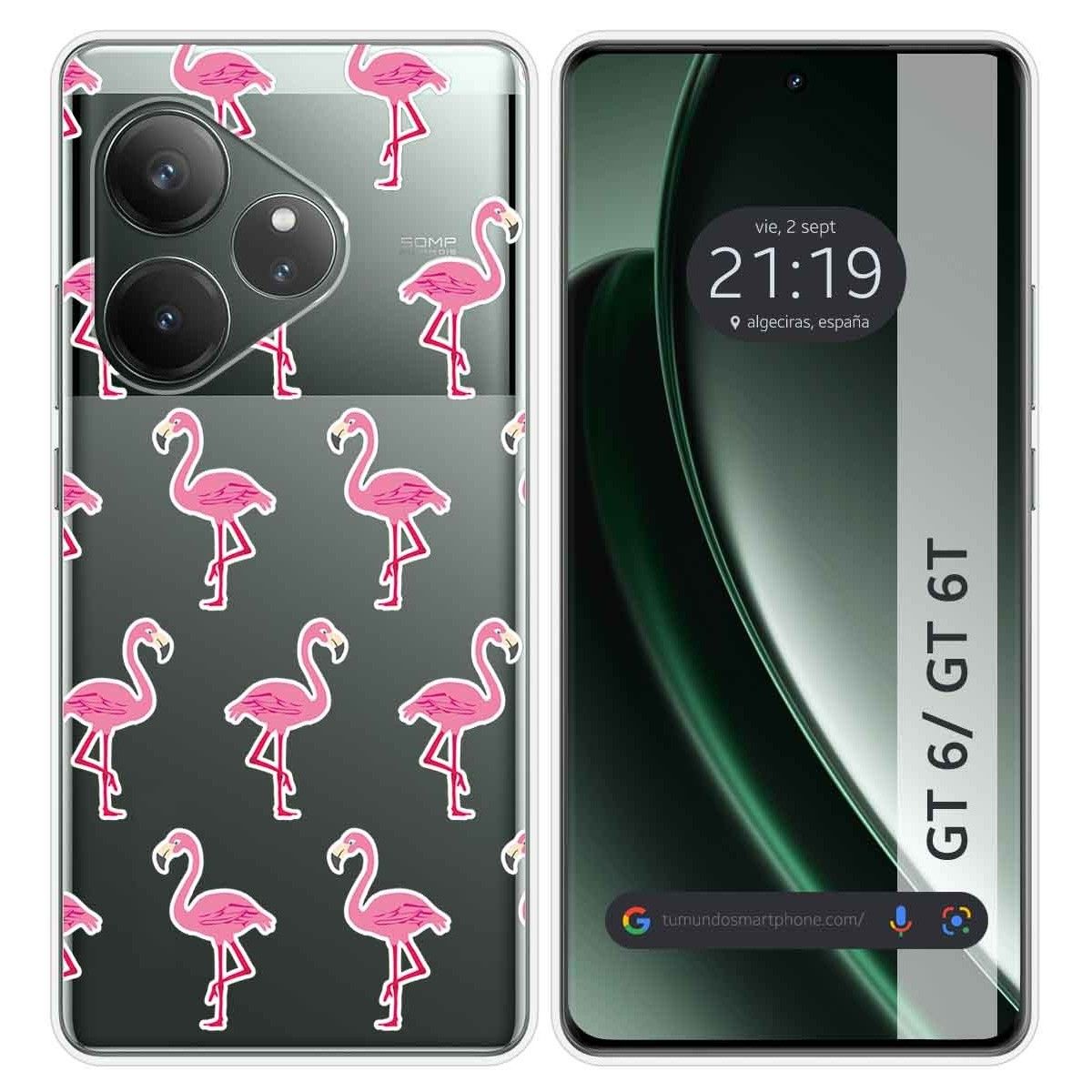 Funda Silicona Transparente para Realme GT 6 / GT 6T 5G diseño Flamenco Dibujos