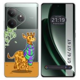 Funda Silicona Transparente para Realme GT 6 / GT 6T 5G diseño Jirafa Dibujos