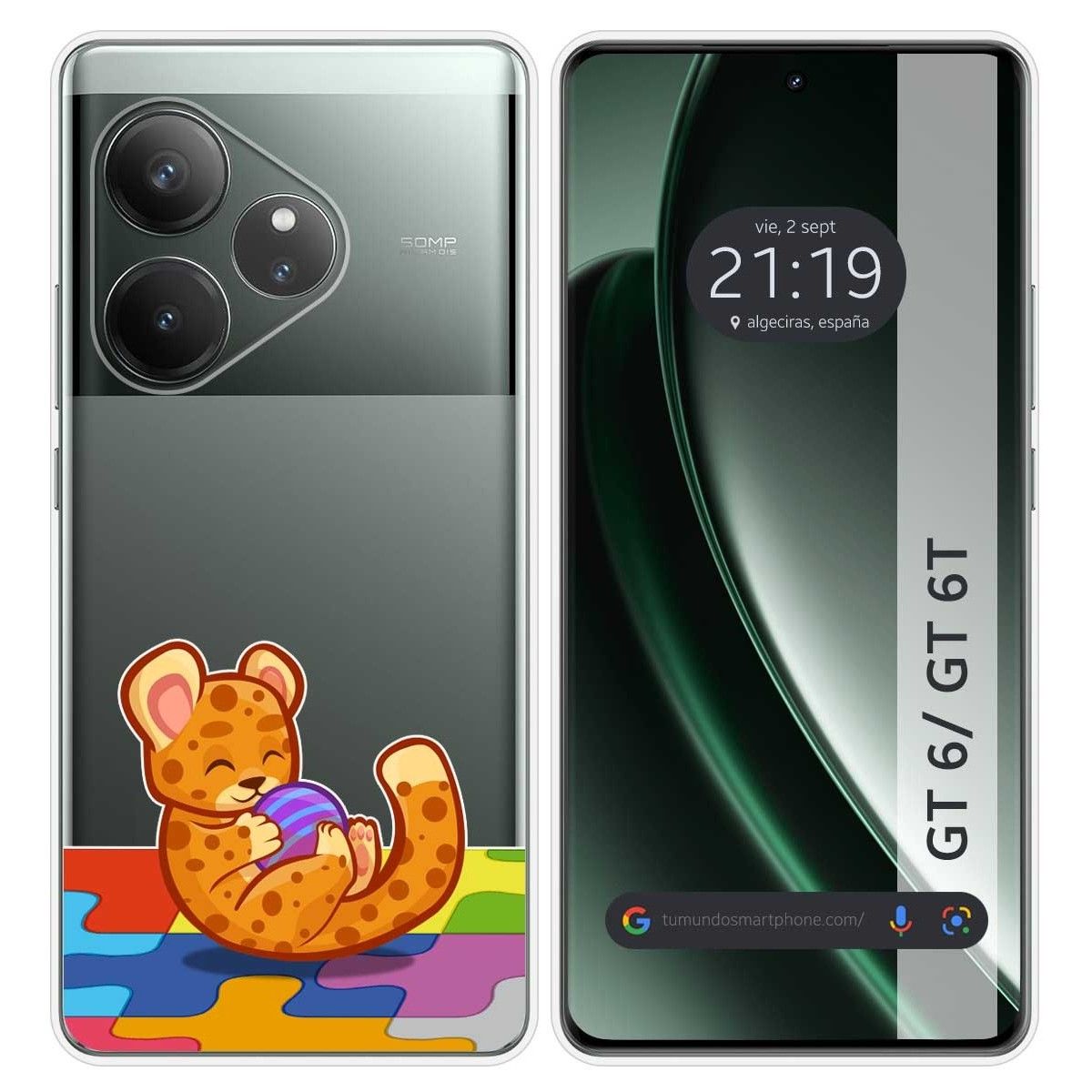 Funda Silicona Transparente para Realme GT 6 / GT 6T 5G diseño Leopardo Dibujos