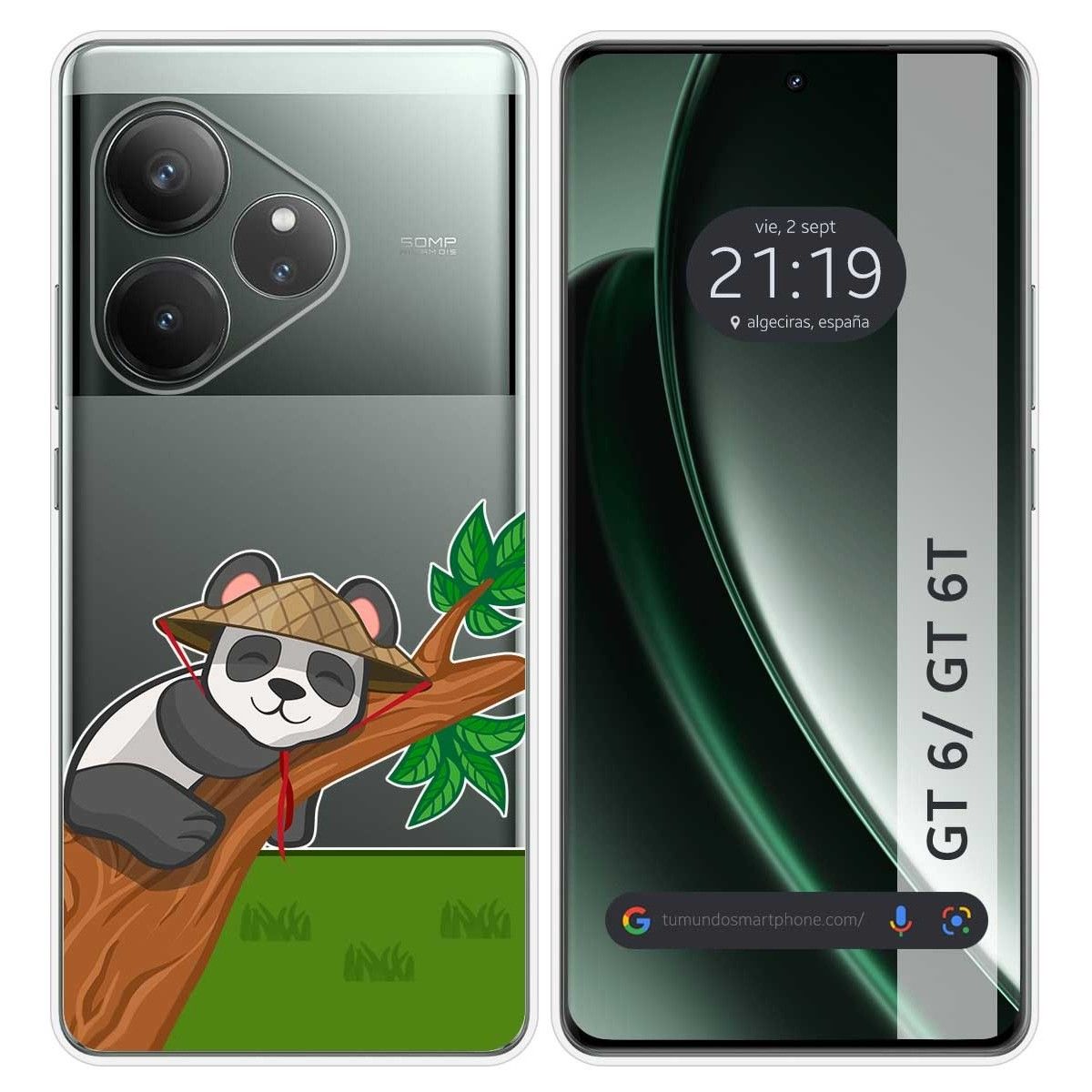 Funda Silicona Transparente para Realme GT 6 / GT 6T 5G diseño Panda Dibujos