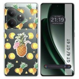 Funda Silicona Transparente para Realme GT 6 / GT 6T 5G diseño Piña Dibujos