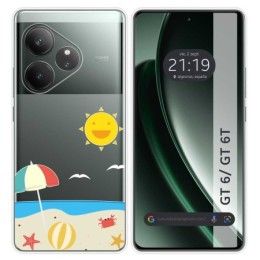 Funda Silicona Transparente para Realme GT 6 / GT 6T 5G diseño Playa Dibujos