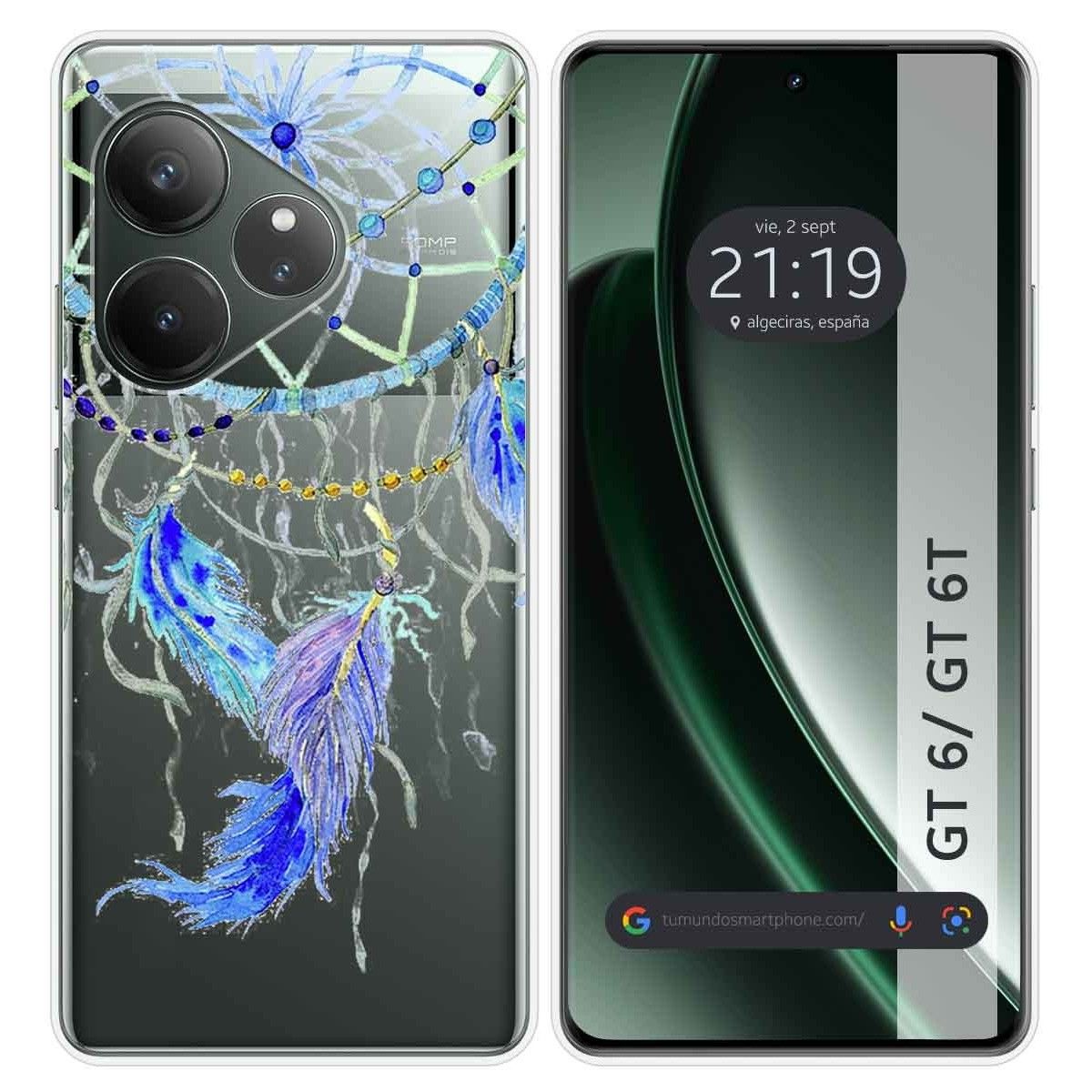 Funda Silicona Transparente para Realme GT 6 / GT 6T 5G diseño Plumas Dibujos