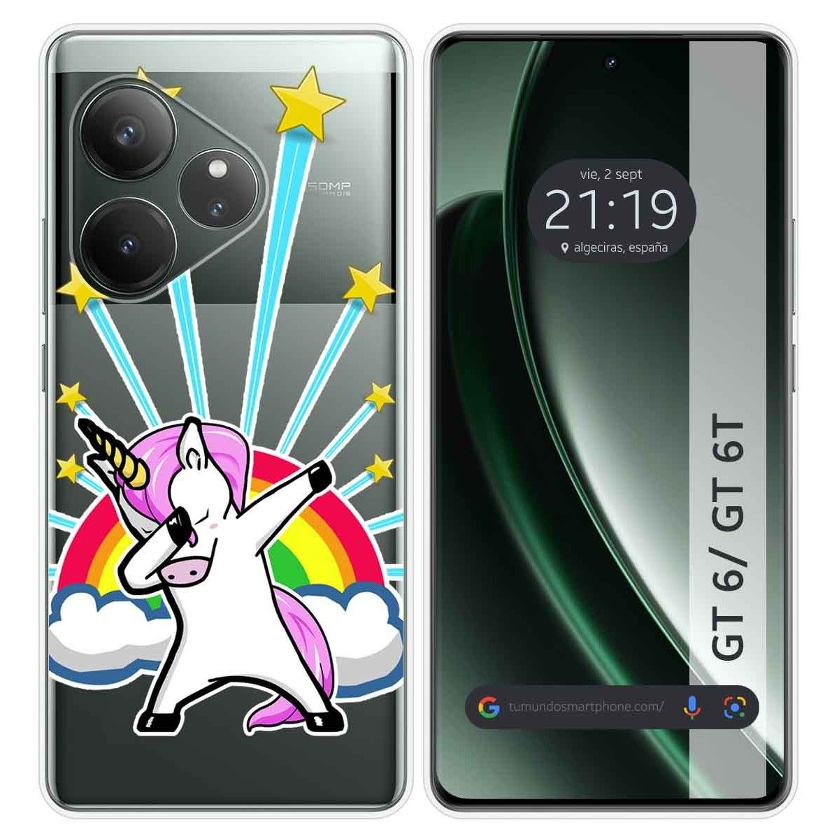 Funda Silicona Transparente para Realme GT 6 / GT 6T 5G diseño Unicornio Dibujos