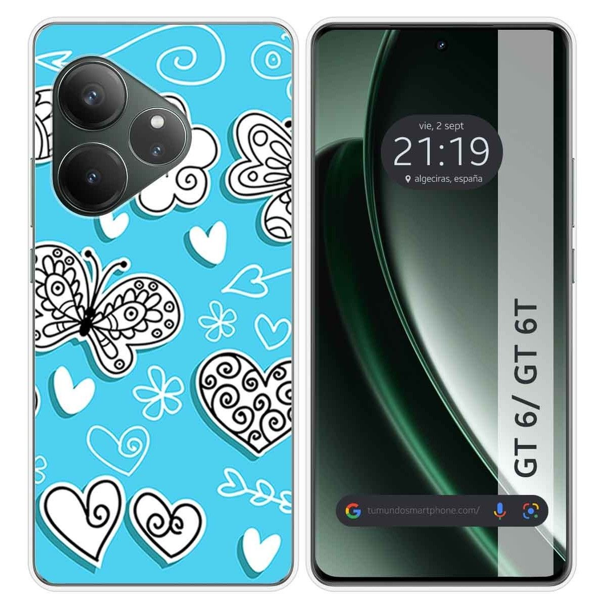 Funda Silicona para Realme GT 6 / GT 6T 5G diseño Mariposas Dibujos