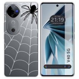 Funda Silicona Transparente para Vivo V40 5G diseño Araña Dibujos