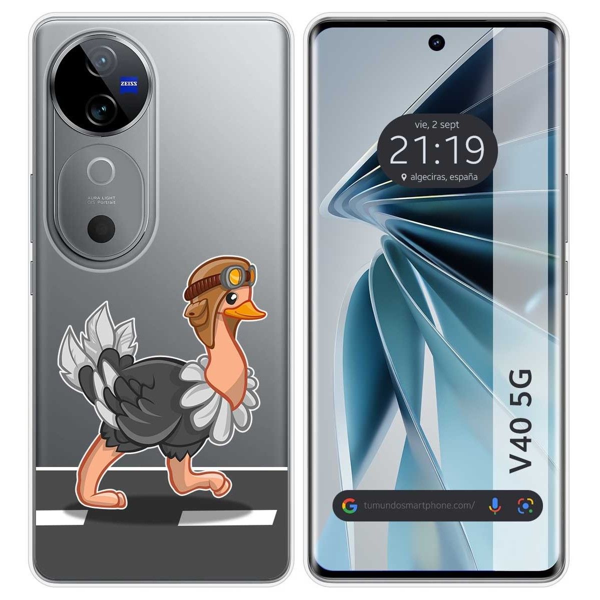 Funda Silicona Transparente para Vivo V40 5G diseño Avestruz Dibujos