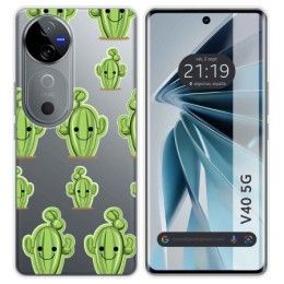 Funda Silicona Transparente para Vivo V40 5G diseño Cactus Dibujos