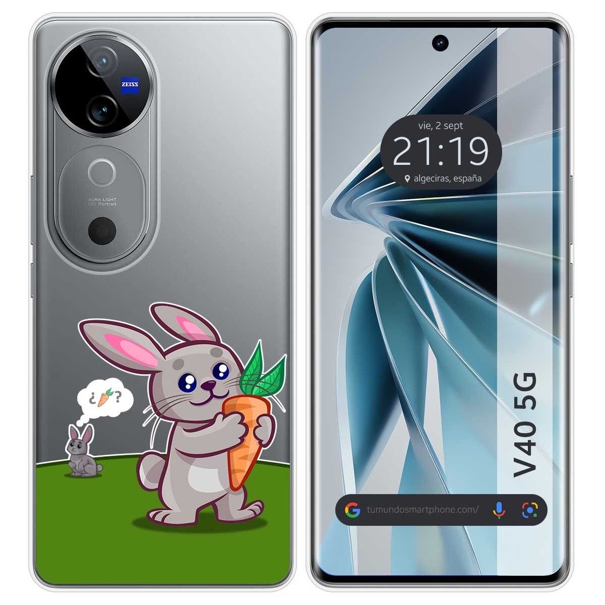 Funda Silicona Transparente para Vivo V40 5G diseño Conejo Dibujos