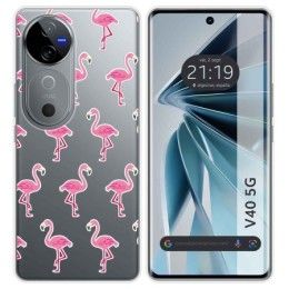 Funda Silicona Transparente para Vivo V40 5G diseño Flamenco Dibujos