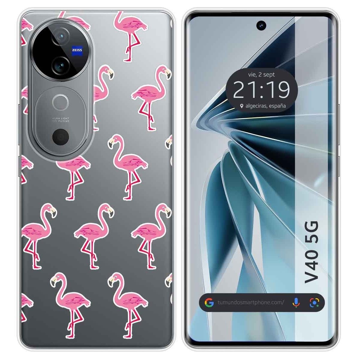 Funda Silicona Transparente para Vivo V40 5G diseño Flamenco Dibujos