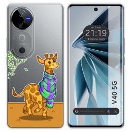 Funda Silicona Transparente para Vivo V40 5G diseño Jirafa Dibujos