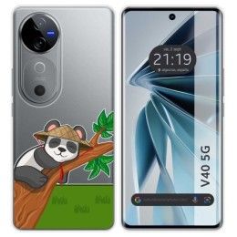 Funda Silicona Transparente para Vivo V40 5G diseño Panda Dibujos