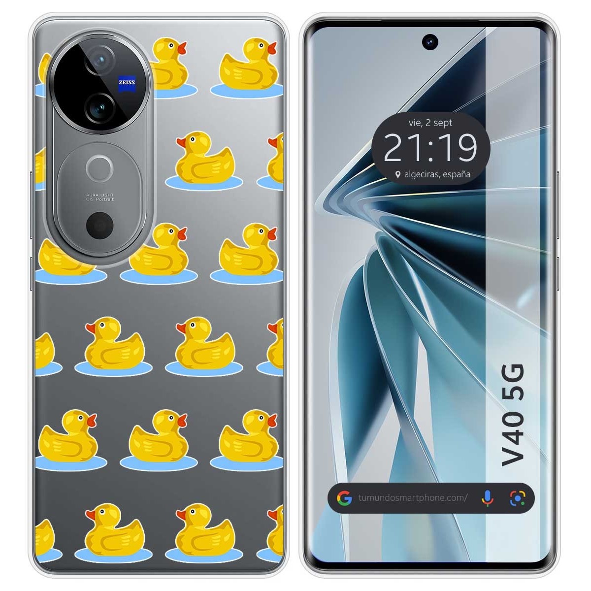 Funda Silicona Transparente para Vivo V40 5G diseño Pato Dibujos