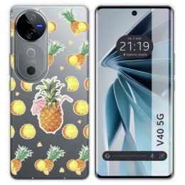 Funda Silicona Transparente para Vivo V40 5G diseño Piña Dibujos