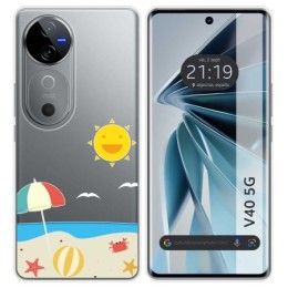 Funda Silicona Transparente para Vivo V40 5G diseño Playa Dibujos