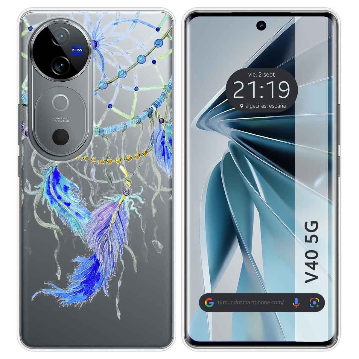 Funda Silicona Transparente para Vivo V40 5G diseño Plumas Dibujos