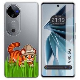 Funda Silicona Transparente para Vivo V40 5G diseño Tigre Dibujos