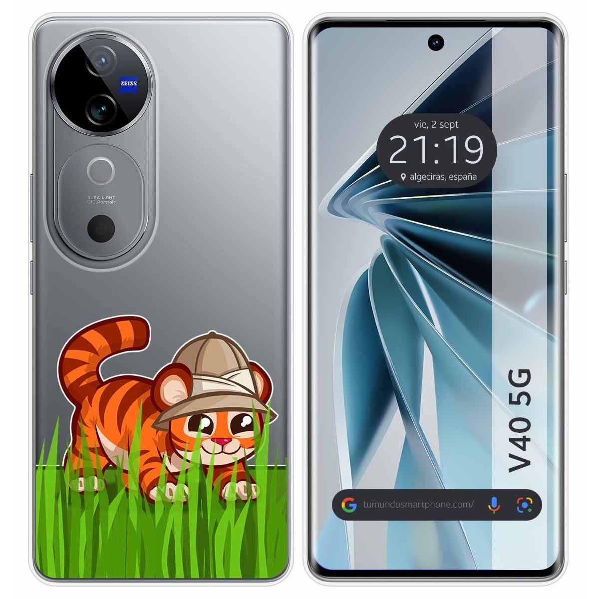 Funda Silicona Transparente para Vivo V40 5G diseño Tigre Dibujos