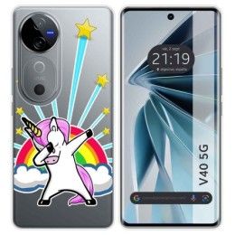 Funda Silicona Transparente para Vivo V40 5G diseño Unicornio Dibujos