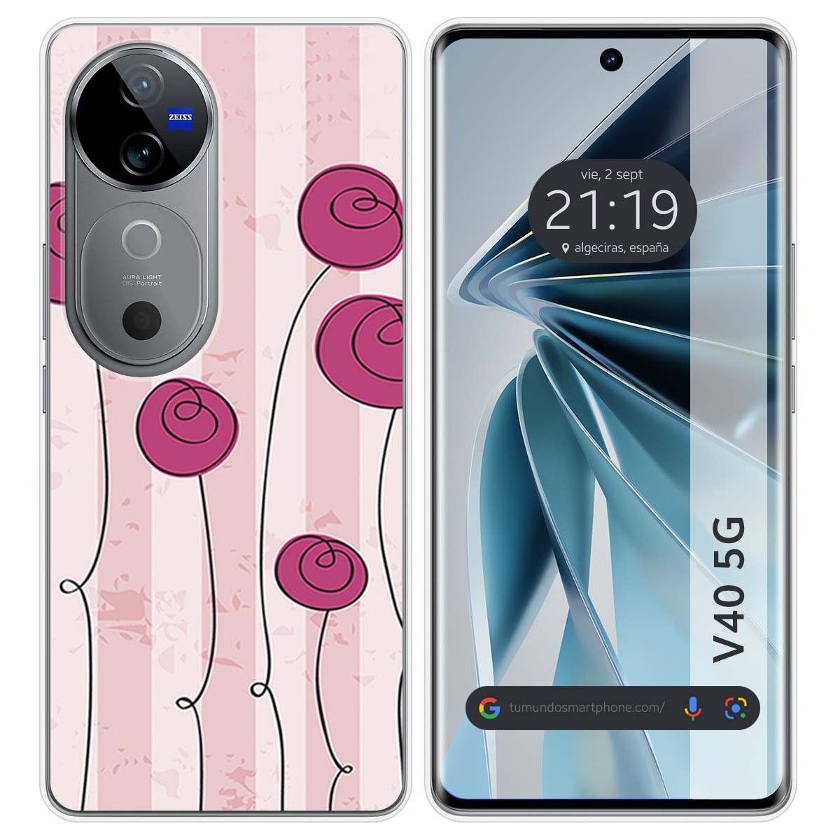 Funda Silicona para Vivo V40 5G diseño Flores Vintage Dibujos