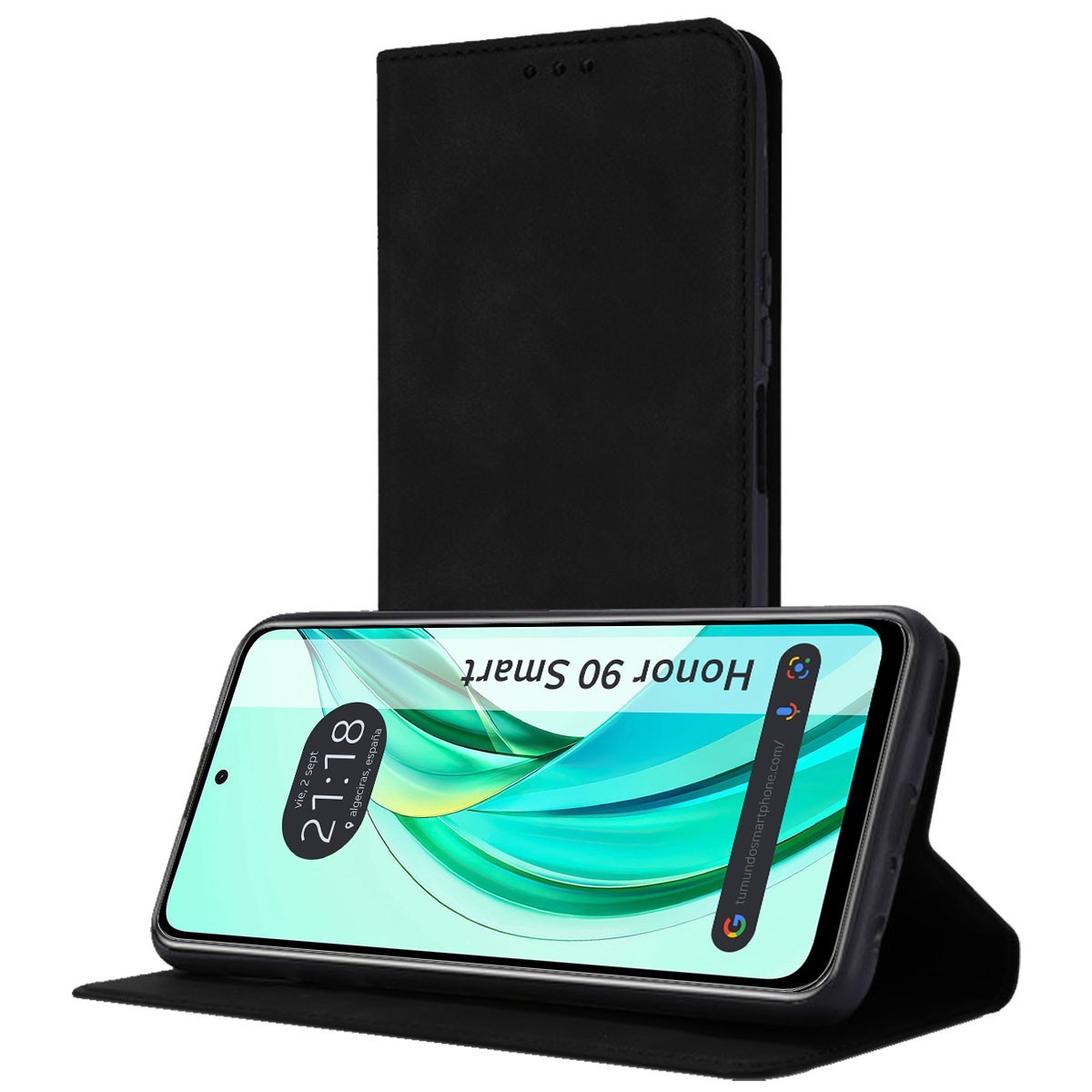 Funda Libro de Polipiel con tarjetero para Huawei Honor X7b color Negra