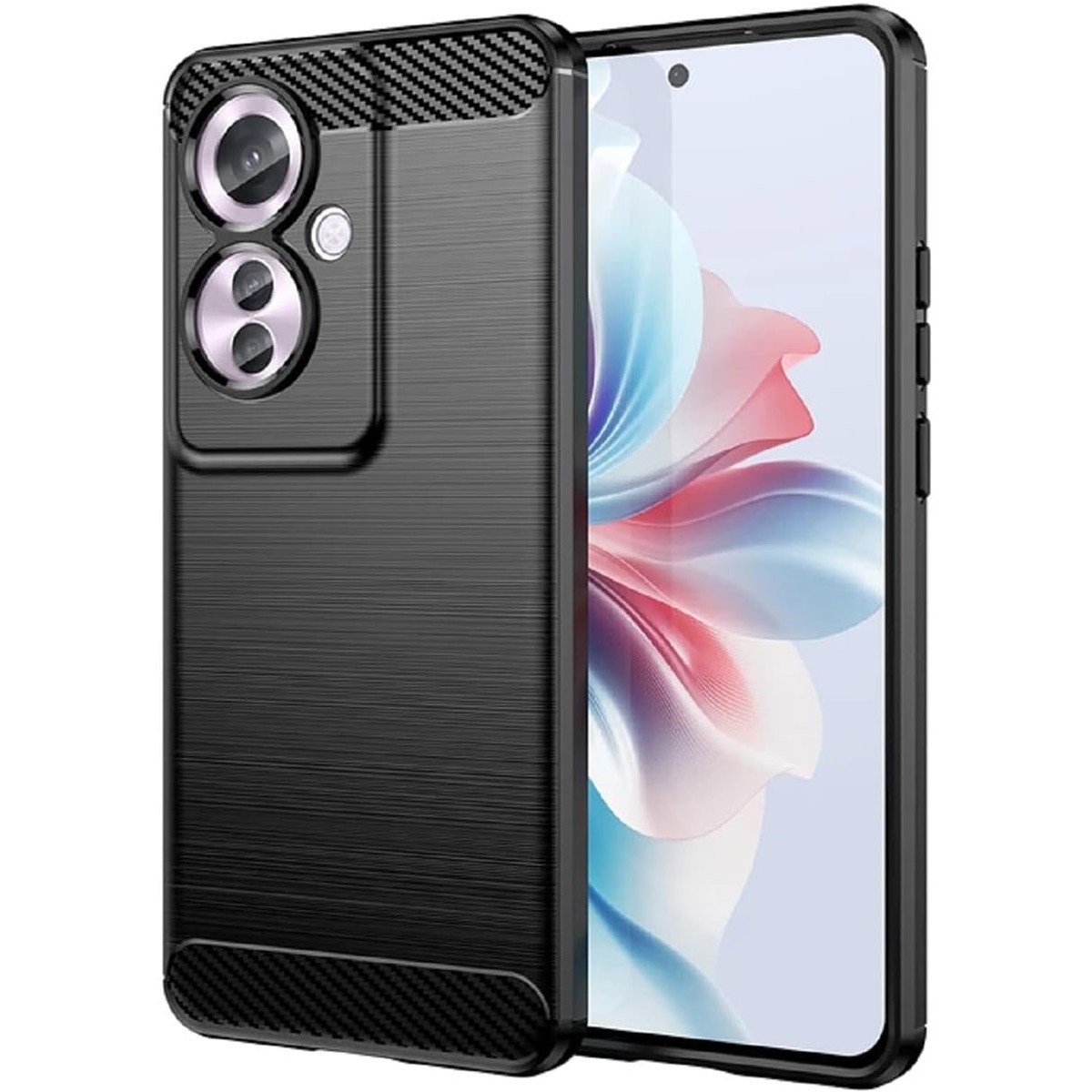 Funda Gel Tpu Tipo Carbon Negra para Oppo Reno 11F 5G