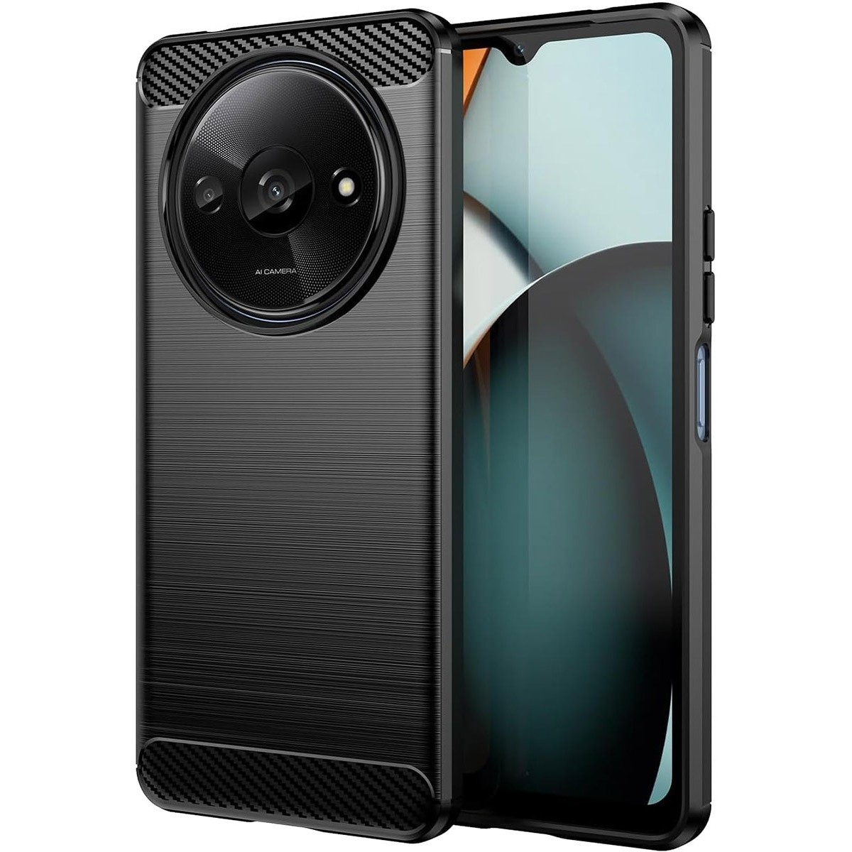 Funda Gel Tpu Tipo Carbon Negra para Xiaomi Redmi A3