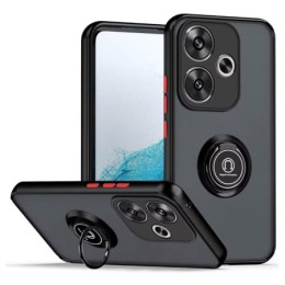 Funda Mate con Borde Negro y Anillo Giratorio 360 para Xiaomi Poco F6 5G