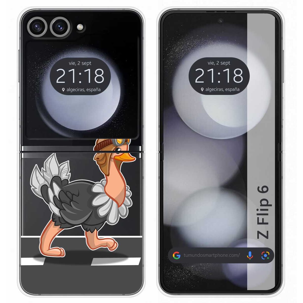 Funda Carcasa Dura Transparente para Samsung Galaxy Z Flip 6 5G diseño Avestruz Dibujos