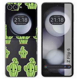 Funda Carcasa Dura Transparente para Samsung Galaxy Z Flip 6 5G diseño Cactus Dibujos