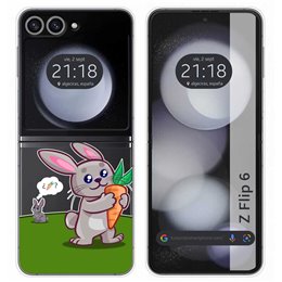 Funda Carcasa Dura Transparente para Samsung Galaxy Z Flip 6 5G diseño Conejo Dibujos