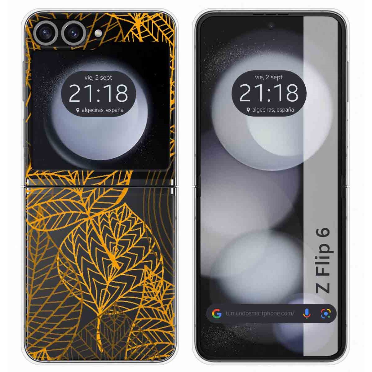 Funda Carcasa Dura Transparente para Samsung Galaxy Z Flip 6 5G diseño Hojas Dibujos